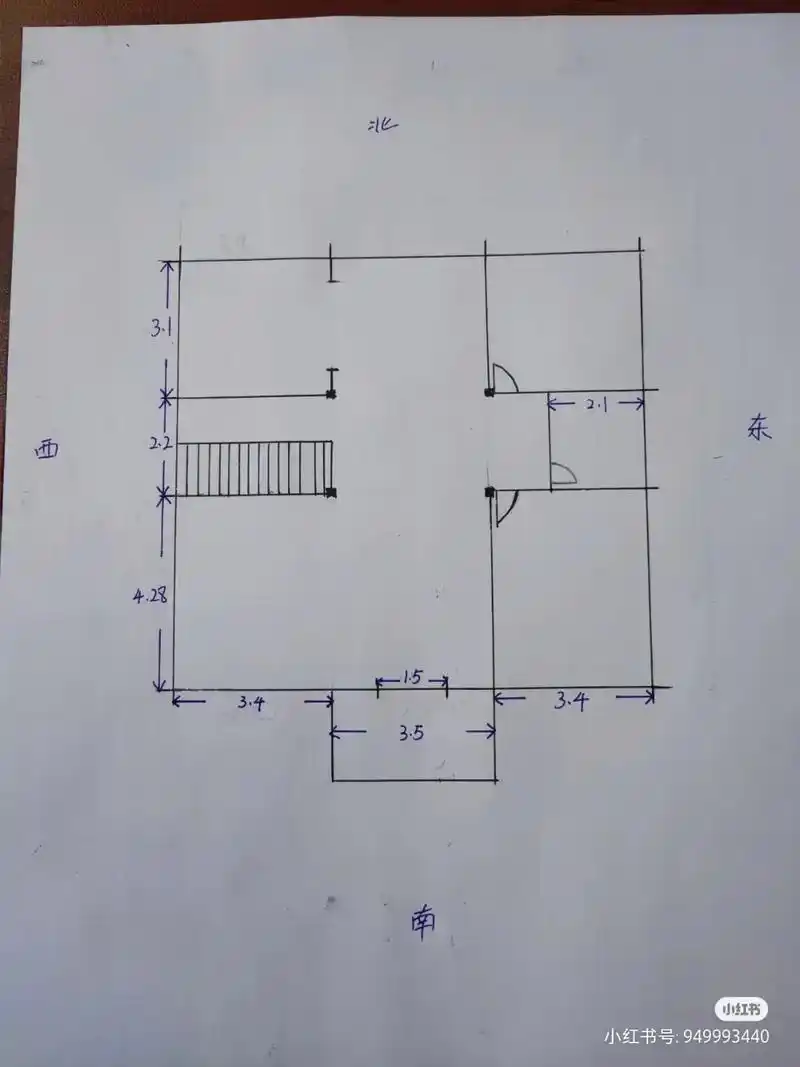 自建房手画图纸.没有专业图纸,都是自己手画和用知户型画的,南 - 抖音