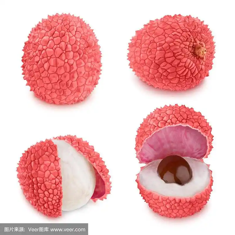 荔枝,白色背景,分离着色,纹理效果,横截面