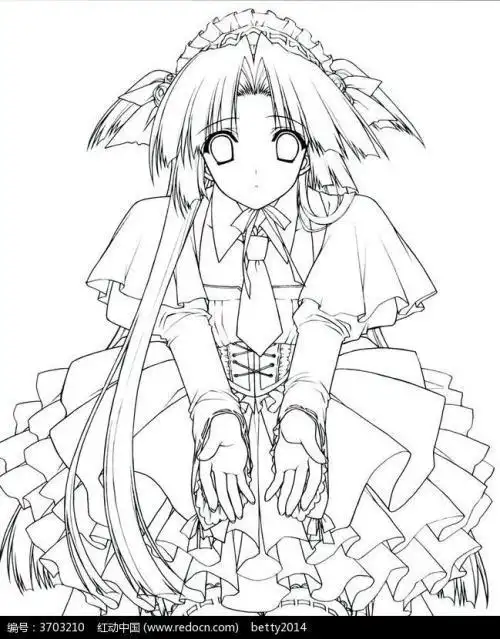 动漫女生简笔画手绘