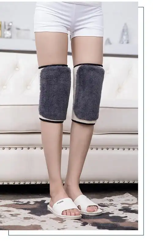 老人护膝护腿保暖粘扣冬季毛绒护膝保暖老寒腿加厚男女士粘扣膝盖骑车