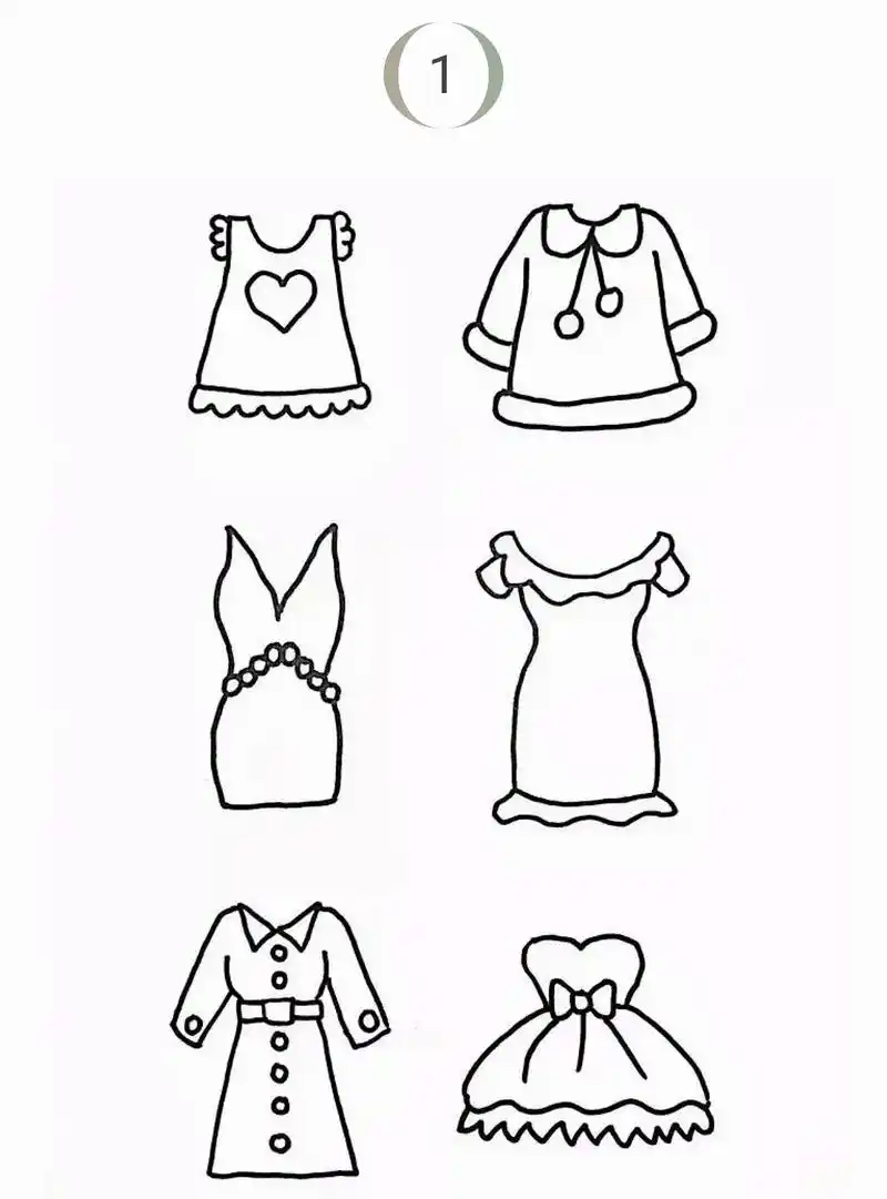 几十种衣服的简笔画大全,再给他涂上自己喜欢的颜色 - 抖音