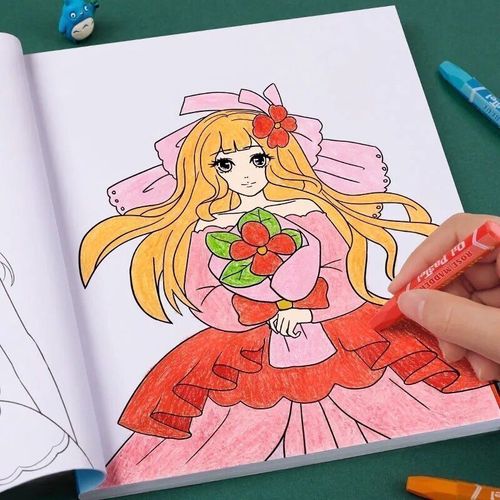 公主人物涂色本儿童小学生男孩女孩汽车恐龙涂鸦美少女画画绘画册