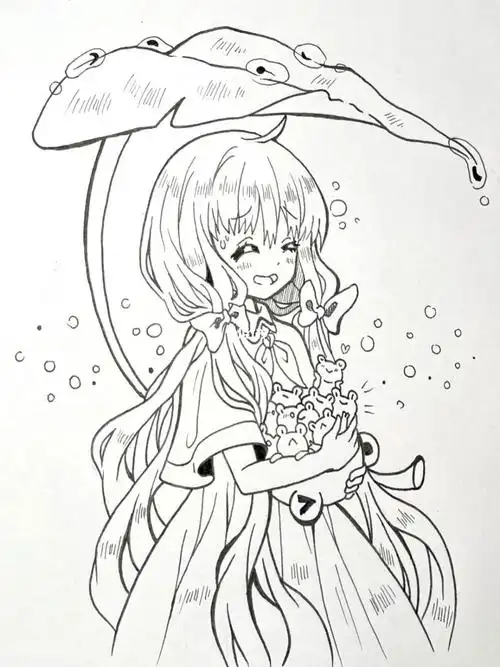 动漫女孩线稿临摹练习