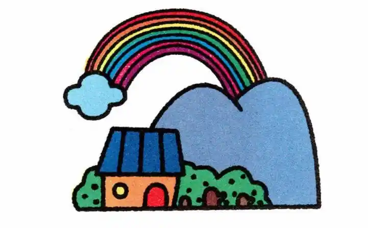 彩色风景画简笔画春天风景画简笔画彩色简单少儿风景画简笔画颜料彩色