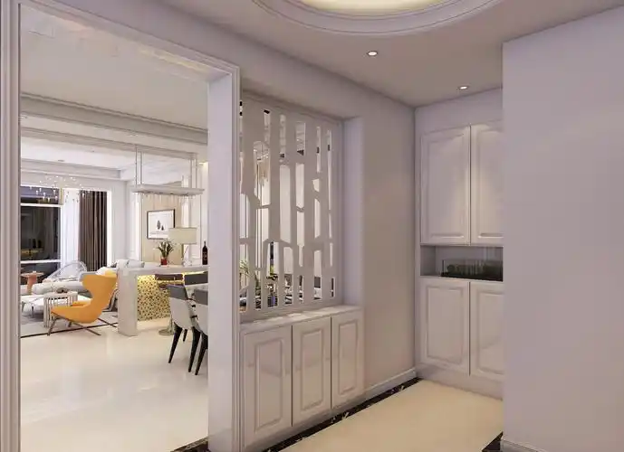 两居室欧式玄关装修实景图片欣赏-80平米北欧风入户鞋柜设计装修效果