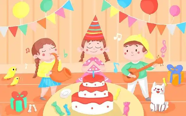 儿童生日会 卡通人物 生日快乐 png素材 生日歌