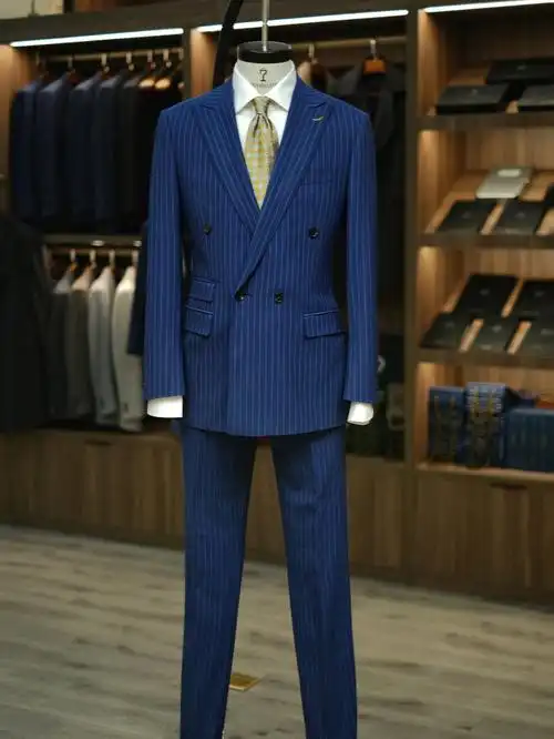 西装定制蓝色条纹不败的经典