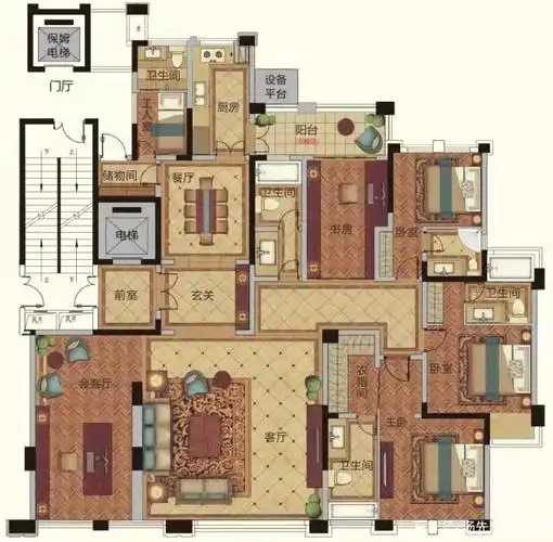 有钱人都喜欢的大平层户型