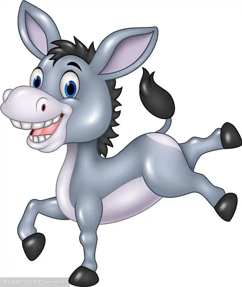 卡通快乐的驴孤立在白色的背景