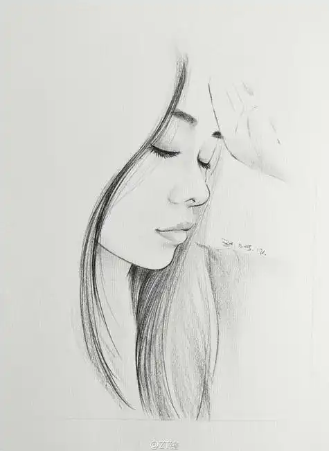 少女铅笔手绘 | 韩国插画师果戈人像素描专辑铅笔素描入门