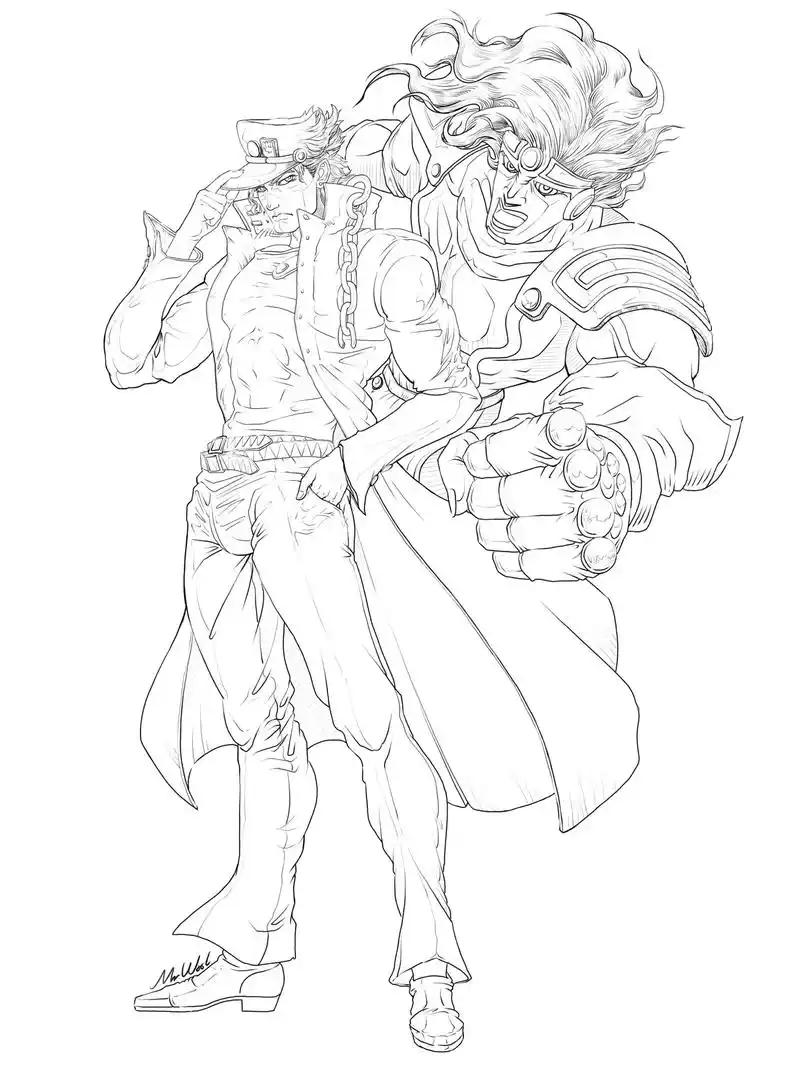 jojo星尘斗士主角团 手绘 线稿.jojo第三部主角团六人 - 抖音