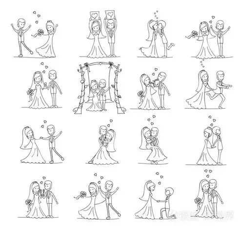 一套婚纱照,新娘和新郎插画-正版商用图片1lwx22-摄图新视界