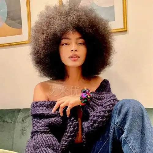 张蔷假发爆炸头黑人小卷彩色短发非洲cos女头套羊毛卷80年代假发