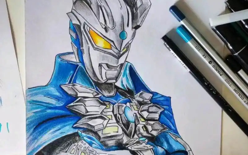 画一个赛罗奥特曼,步骤简单易学手绘帅气的赛罗奥特曼被召唤时登场的