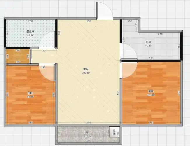 原户型图是这样的(窗户忘了画上去了)