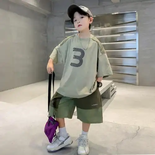 男童套装夏装新款儿童夏季运动中大童衣服短袖帅气炸街痞帅潮