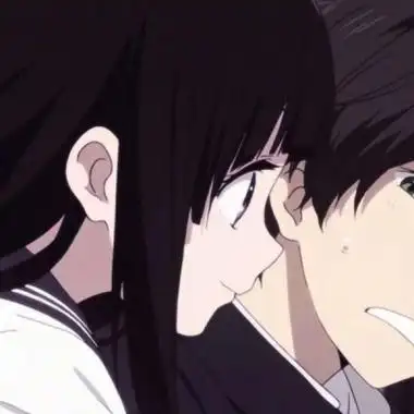 冰菓情头一左一右高清优质好看的折木奉太郎和千反田情侣头像图