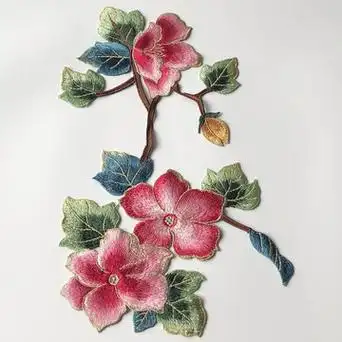 金线花朵刺绣布贴大补丁片图案旗袍衣服裙装饰辅料手工缝diy-阿里巴巴