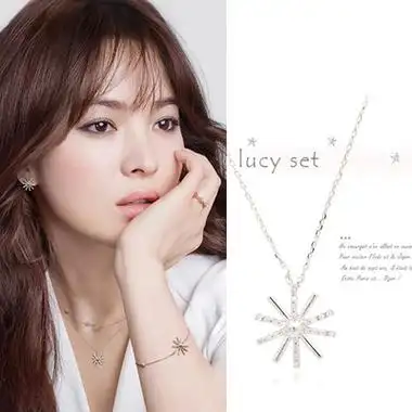 韩国首饰品太阳的后裔宋慧乔韩剧明星同款日韩圆球水钻项链锁骨链