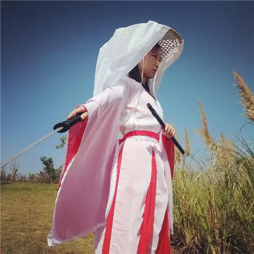 新品面纱古风斗笠帽古风女薄纱遮脸古代头纱汉服古装面纱女侠客舞蹈