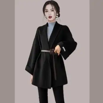 呢外套女中长款2022年秋季新款女装加绒加厚早秋长袖呢子大衣时尚女装