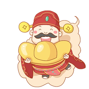 财神爷与摇钱树卡通可爱手绘元宝发财过年喜迎财神爷恭喜发财插画大年