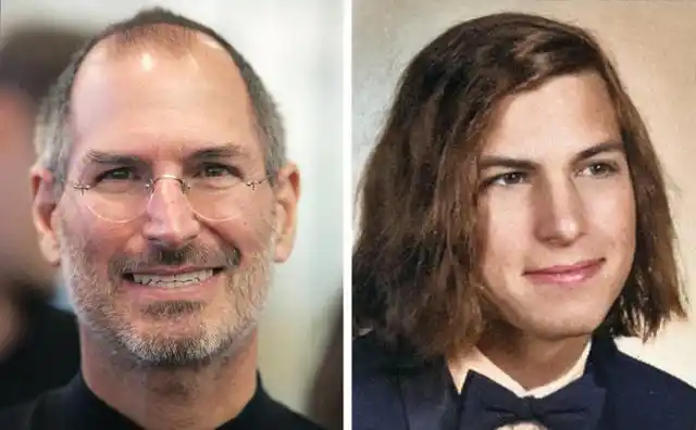 25张名人年轻时vs现在的对比照,乔布斯一头长发,10岁的施瓦辛格