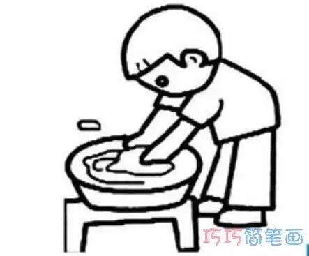 怎么画做家务洗衣服的小男孩 小男孩的画法简笔画图片戴红领巾敬礼的