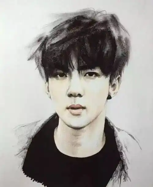 exo 吴世勋 手绘彩铅过程图_版权_网络_图文