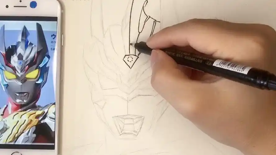 奥特曼系列线描简笔画.令迦奥特曼(上)