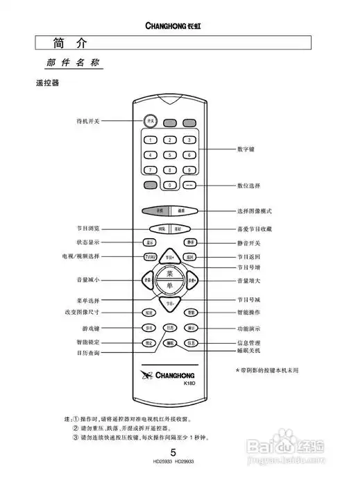 长虹彩色电视hd25933型说明书