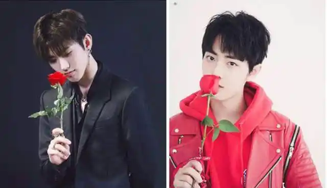 八对"同框"男星拿玫瑰花摆拍撞动作,蔡徐坤与肖战差距一目了然