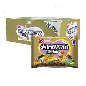统一100老坛酸豆角排骨面方便面泡面24包袋面整箱装速食食品夜宵