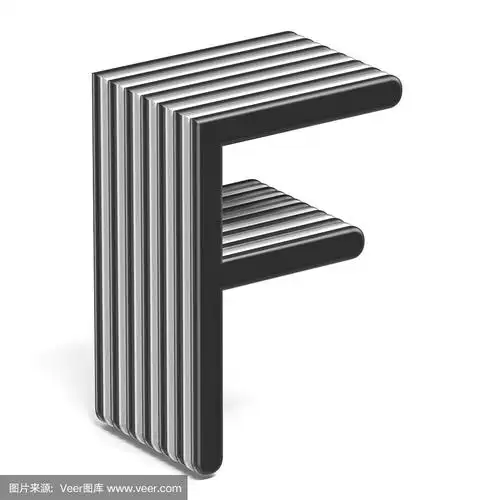 黑色和白色分层字体字母f 3d