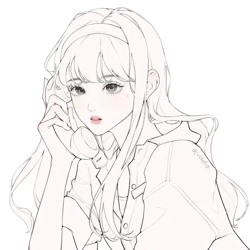 韩风小清新少女干净学长人物线稿素材来咯.#板绘练习 #画画的 - 抖音