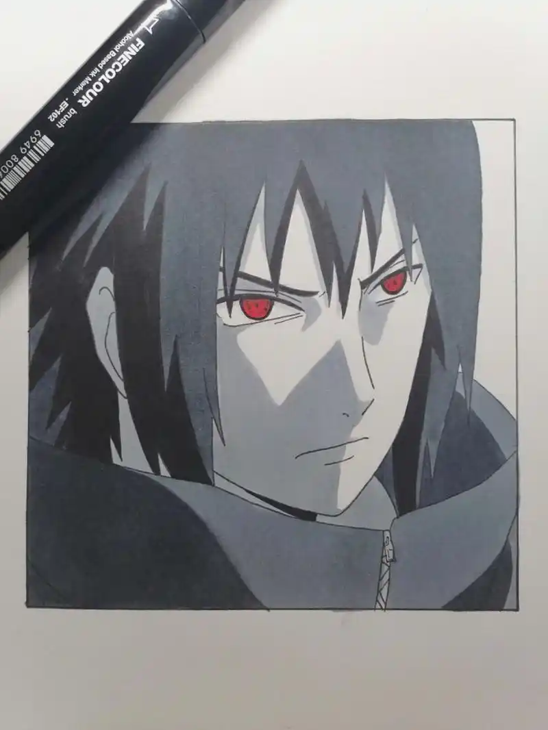 最帅佐助造型 #火影忍者# #手绘教程# #佐助# 个人认为是最帅的