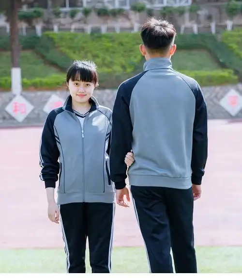 2021春秋中学生初中学生校服套装灰色班服团购定制运动休闲跑步服白色