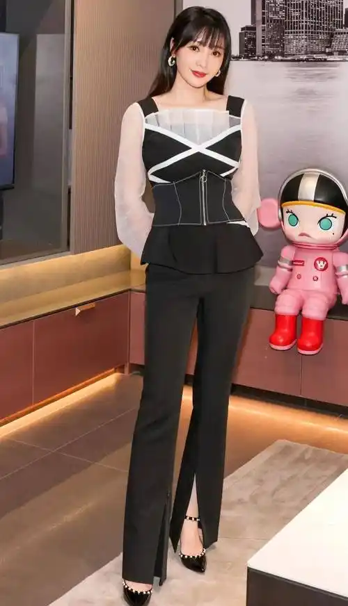 柳岩女神的性感高跟鞋_黑色_尖头_白色