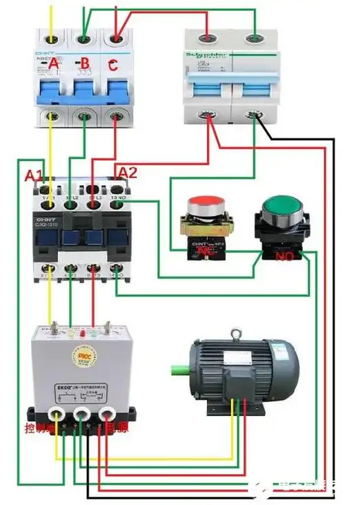 快讯    保护器应用控制很简单, 三相电源线穿过保护器接电动接线