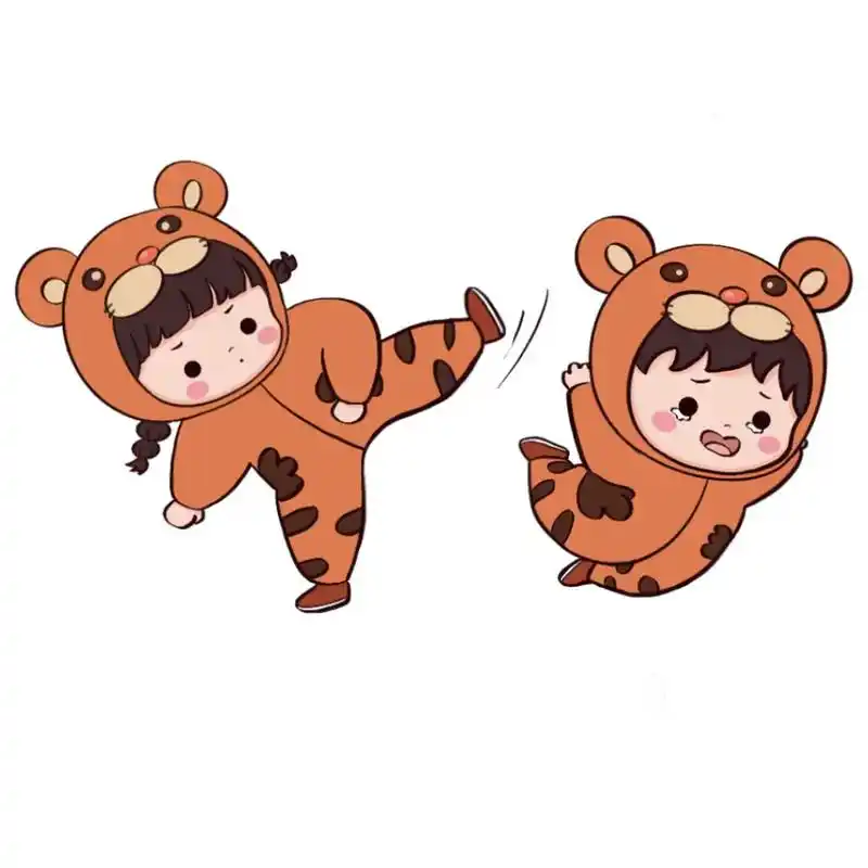 暴力情头～老虎睡衣小情侣～ #可爱情侣头像 #q版人物 #原 - 抖音