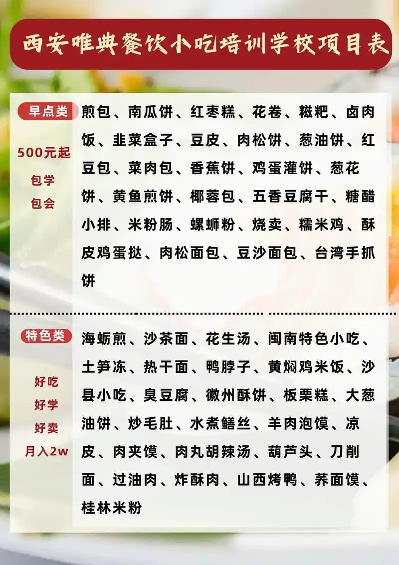 西安小吃培训有哪些
