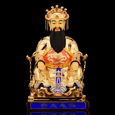 台湾鎏金万寿无极保生大帝神像道教供奉吴夲大道公医神吴真人摆件