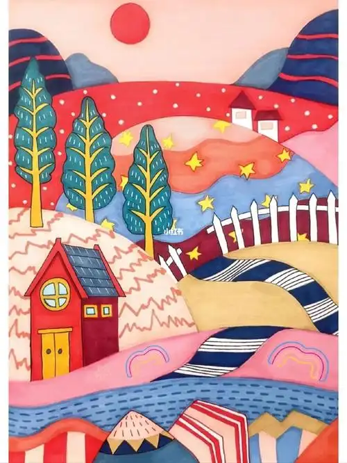 彩色装饰画美丽风景