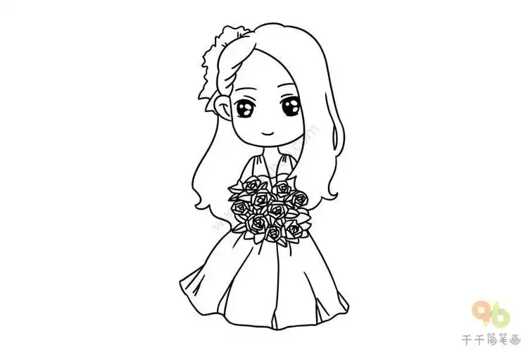 儿童画美丽的新娘简笔画