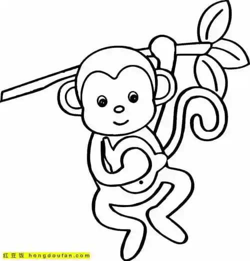 12张会吱吱叫的超萌超可爱的卡通涂色小猴子涂色简笔画-红豆饭小学生