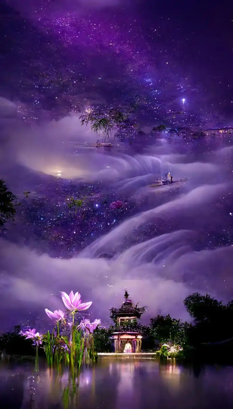 ai绘画～梦幻星空城堡.幻紫色将星空渲染得美极了,快艾特最爱 - 抖音