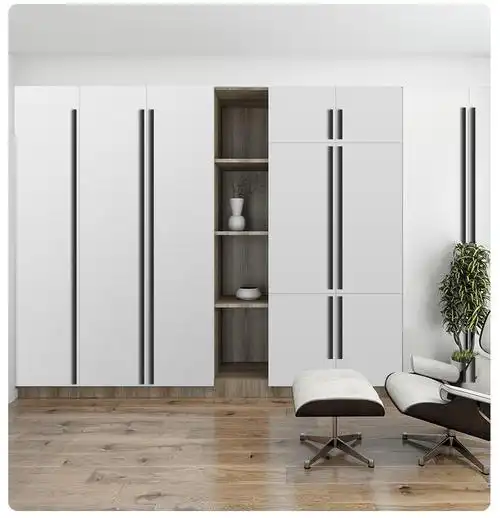 金色通顶大衣柜门加长条把手一门到顶黑色轻奢现代简约衣柜长拉手