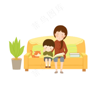 母亲节手绘卡通妈妈儿子亲子家庭
