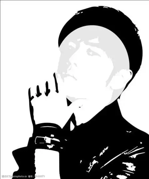 周杰伦头像黑白轮廓