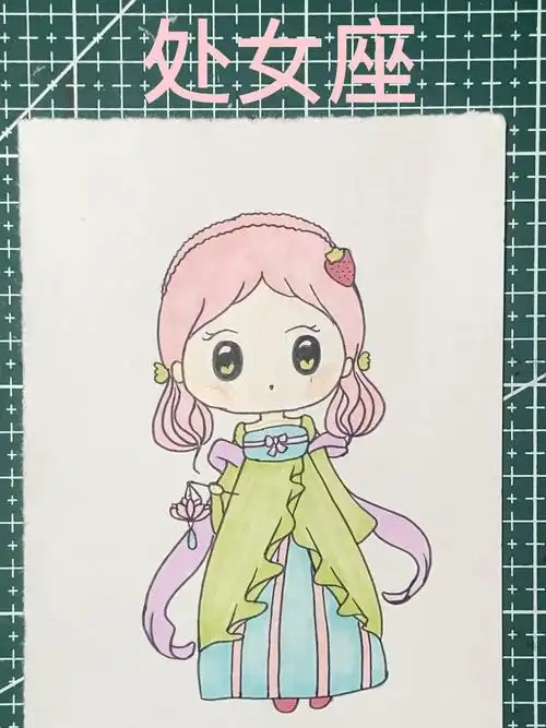 处女座女生简笔画教程图片 处女座简笔画可爱少女简单图片